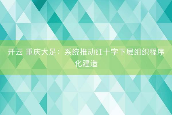 开云 重庆大足：系统推动红十字下层组织程序化建造