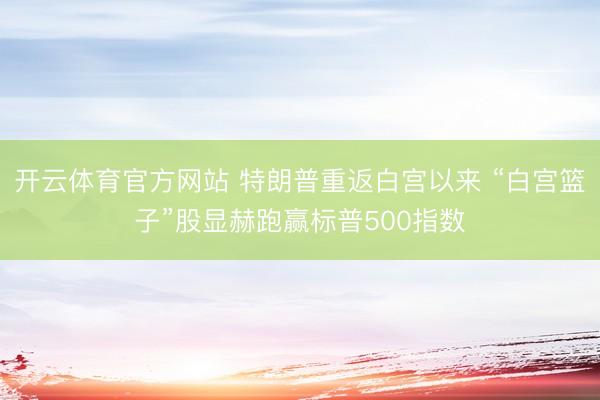 开云体育官方网站 特朗普重返白宫以来 “白宫篮子”股显赫跑赢标普500指数